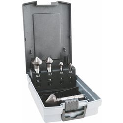 Coffret - Fraise conique &agrave; &eacute;bavurer HSS-Co, tige &agrave; 3&nbsp;pans, division in&eacute;gale, DIN