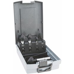 Coffret - Fraise conique &agrave; &eacute;bavurer HSS-Co, division in&eacute;gale, DIN 335 C, 90&deg;, AL